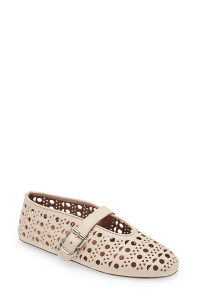 Alaïa Vienne Cutout Mary Jane Ballerina Flats In Light Beige