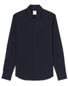 Sandro Pinstripe Flow Stretch Button-up Shirt In Blue