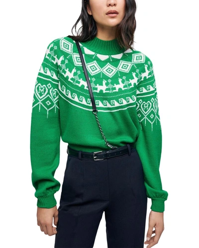 Maje Wool-blend Sweater In Green