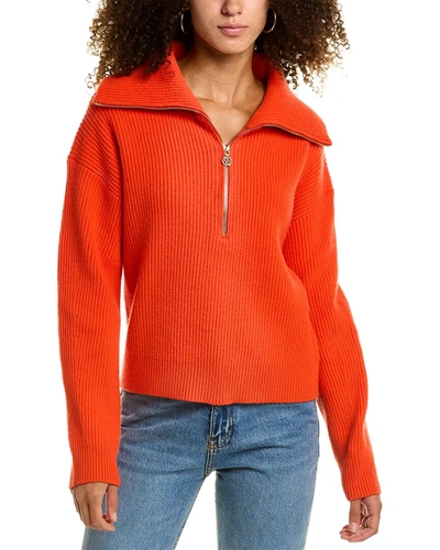 Maje 1/2-zip Wool-blend Sweater In Orange