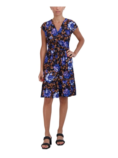 Signature By Robbie Bee Petites Womens Floral A-line Mini Dress In Multi