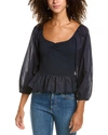 Nation Ltd Tiana Combo Peplum Top In Blue