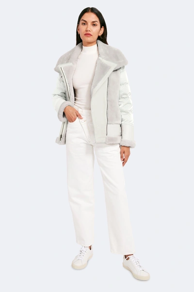 Dawn Levy Mel Mixed Media Puffer Jacket In White