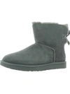 Ugg Mini Bailey Bow Ii Womens Suede Shearling Winter Boots In Grey