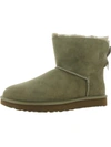 Ugg Mini Bailey Bow Ii Womens Suede Shearling Winter Boots In Green