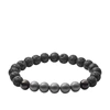 Fossil Lava, Hematite And Metal Bracelet In Black