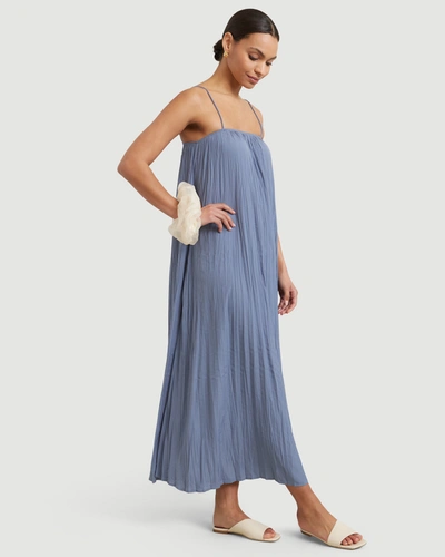 Modern Citizen Solange Semi-sheer Crinkled Maxi Dress In Blue | ModeSens