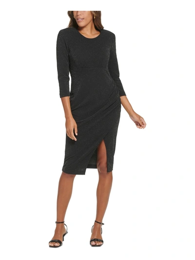 Calvin Klein Womens Glitter Midi Midi Dress In Black