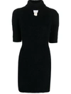 Patou Cut-out Mini Dress In Sustainable Alpaca Blend In Black