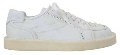 Dolce & Gabbana White Leather Low Top Oxford Sneakers Casual Shoes