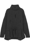 ANTONIO BERARDI CUTOUT RIBBED WOOL AND CASHMERE-BLEND TURTLENECK SWEATER