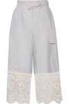 ZIMMERMANN Meridian broderie anglaise-trimmed striped cotton-poplin wide-leg pants