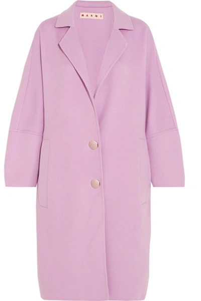 Marni Two-button Belted Knee-length Wool-cashmere Coat In Pink