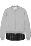 3.1 PHILLIP LIM / フィリップ リム LAYERED COTTON-JERSEY AND FLANNEL BOMBER JACKET