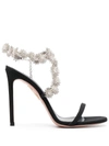 Aquazzura Comet 105 Crystal-embellished Sandals In Black