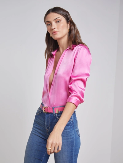 L Agence Dani Blouse In Magenta Pink