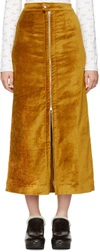 ECKHAUS LATTA Gold Velvet Zip Front Skirt
