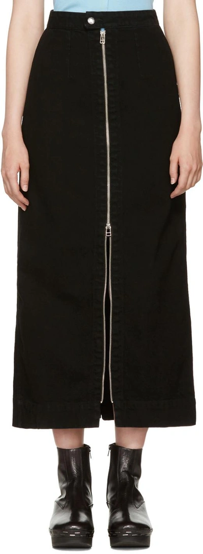Eckhaus Latta Black Denim Zip Front Skirt