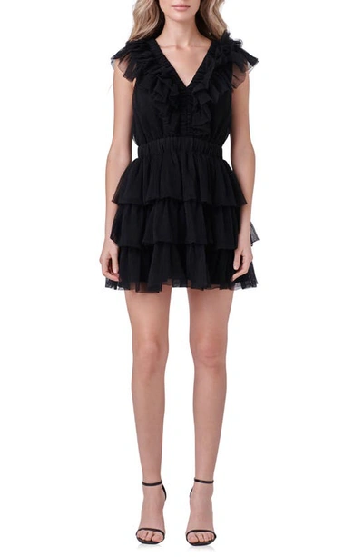 Endless Rose Ruffle Detail Mini Dress In Black