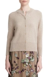 Vince Wool Blend Three Quarter Sleeve Shrunken Cardigan In Neutrals