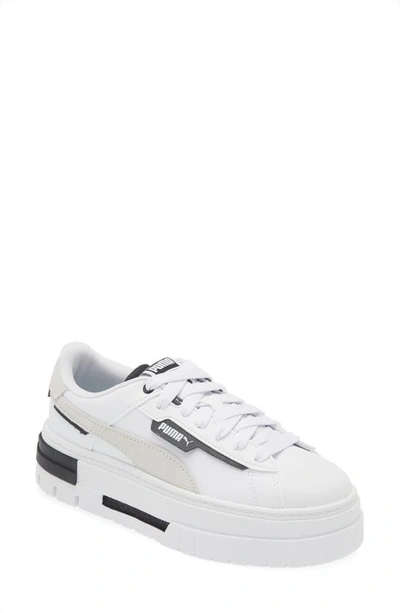 Puma Mayze Crashed Platform Sneaker In  White- Black