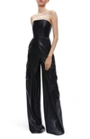 ALICE AND OLIVIA EMELDA STRAPLESS FAUX LEATHER CARGO JUMPSUIT