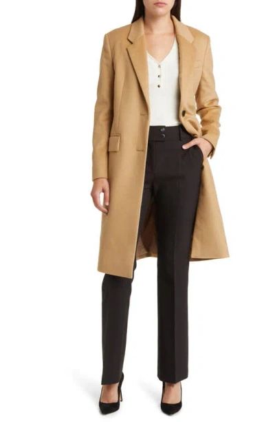 Hugo Boss Women's Slim-fit Coat In Virgin Wool And Cashmere In Beige
