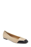 Aeyde 10mm Iris Nappa Leather Ballerina Flats In Hazelnut/ Black