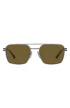 Prada 55mm Polarized Pillow Sunglasses In Gunmetal