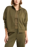 Zella Luxe Scuba Stand Collar Jacket In Olive Night