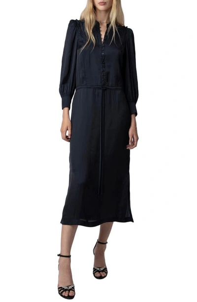 Zadig & Voltaire Zadig&voltaire Women's Encre Relinda Ruffle-trim Satin Maxi Dress