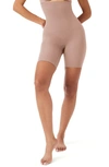 Spanx Everyday Shaping High Waist Mid-thigh Shorts In Cafe Au Lait