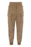 Max Mara Cargo Trousers In Gabardine Wool In Camel