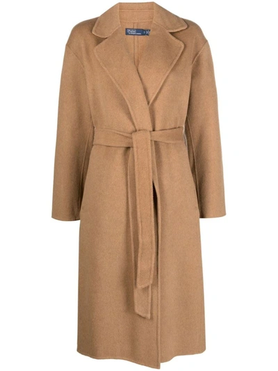 Ralph Lauren Wool Coat In Camel Melange