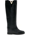 Via Roma 15 Santa Monica Leather Knee-high Boots In Black