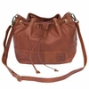 MAHI Leather Classic Bucket Drawstring Bag In Vintage Brown Leather