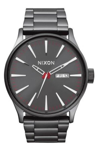 Nixon Sentry Bracelet Watch, 42mm In Gunmetal