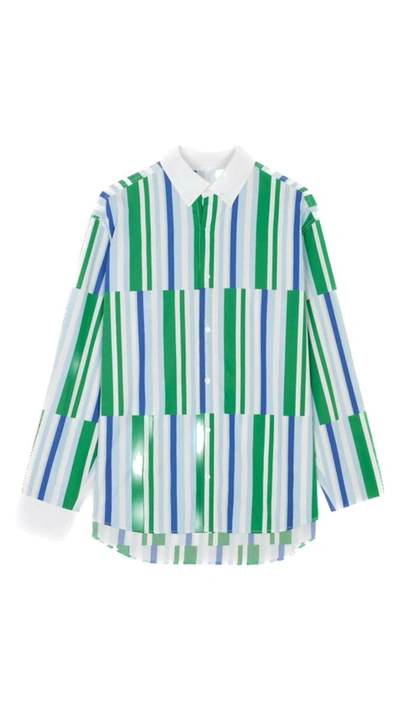 Maison Kitsuné Relaxed Staggered Stripes Shirt In Green