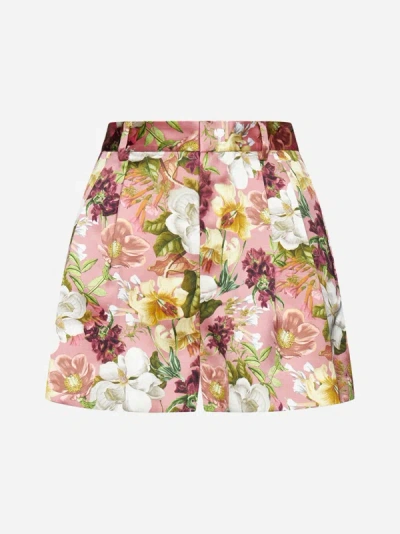 Alice And Olivia Conroy High Waist Short In Juniper Floral Rose