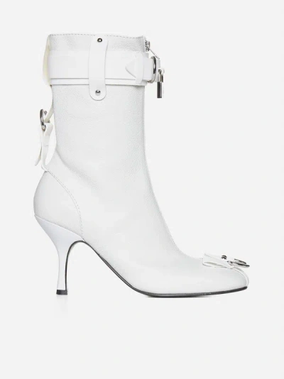Jw Anderson Punk Leather Ankle Boots In White
