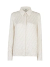 Fendi White Silk Pattern Shirt In Nude & Neutrals