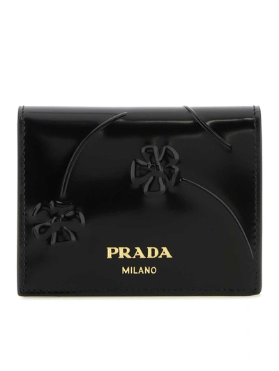 Prada Wallet In Patent Leather In Nero