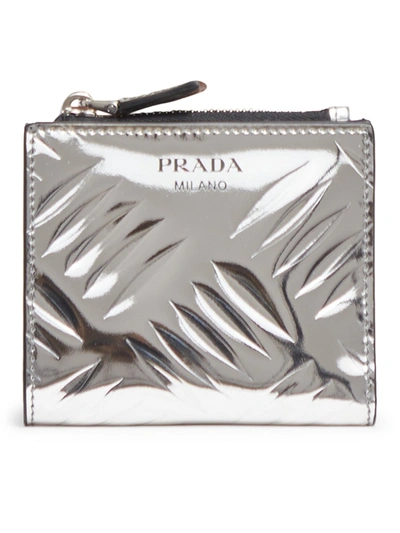 Prada Wallet Mini Zip In Metallic