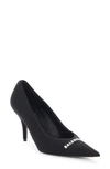 Balenciaga Textured Recycled Knit Logo Pumps In Black