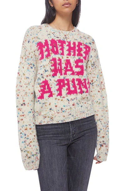 Mother Confetti Alpaca Blend Graphic Sweater In White