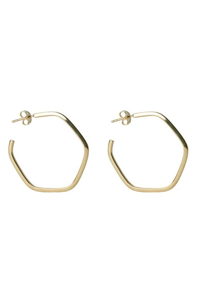 Argento Vivo Sterling Silver Hexagon Hoop Earrings In Gold