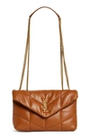 Saint Laurent Women's Small Loulou Leather Puffer Shoulder Bag In Earth Brown/ Noir