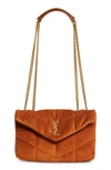 Saint Laurent Toy Puffer Suede Chain Shoulder Bag In Camel