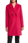 Sam Edelman Double Breasted Wool Blend Coat In Magenta