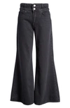 FRAME LE PALAZZO HIGH WAIST BUTTON FLY CROP WIDE LEG JEANS